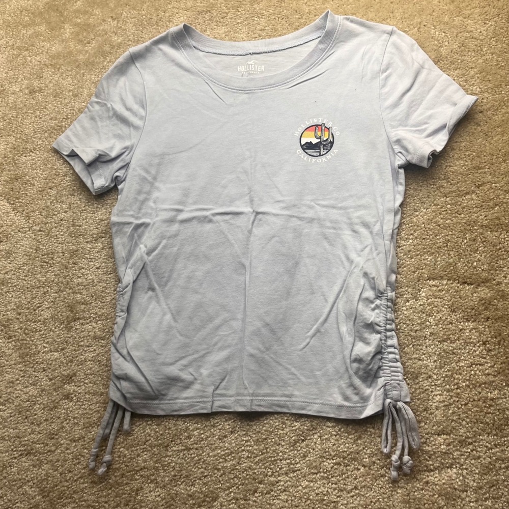 Hollister Co California Light Blue Side Cinch Graphic T-Shirt Kids Small